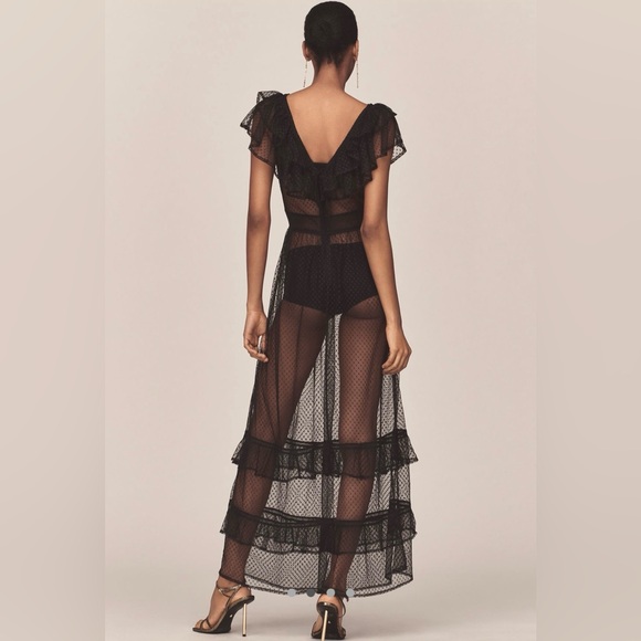 By Anthropologie Ruffle sheer Mesh Maxi dress - Picture 3 of 10